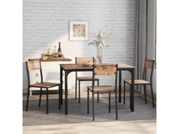 Conjunto de Mesa Jantar com 4 Cadeiras PAPRIKA em Estilo Vintage Marrom Ideal para Varanda e Sala Jantar