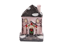 Casa de Natal Resina com Luz Led Quente para Decoração
