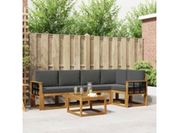 Vidaxl Conjunto De Sofás Para Exterior 6 Pcs Natural E Antracite