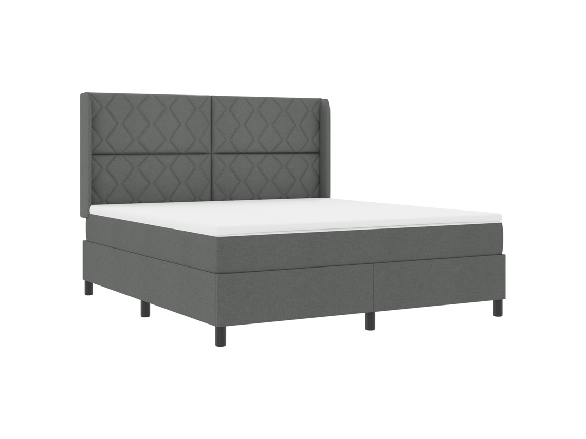 Cama Box  Com Colchão Cinza Escuro Vidaxl Em Tecido (180x200 Cm)