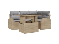 Conjunto 5 Móveis De Jardim Vidaxl Bege Vime Pe (100 X 55 X 73 Cm)