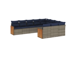 Conjunto de Sofá de Jardim, 10 Peças, Almofadas, Rattan Cinza MAISON EXCLUSIVE