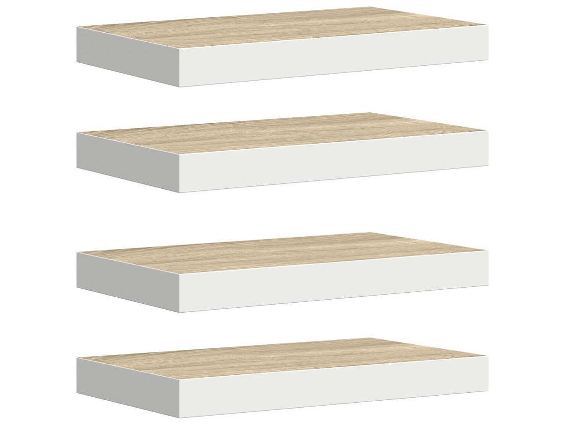 Prateleiras de parede 4 peças 40x23x3,8 cm MDF Carvalho e branco MAISON EXCLUSIVE