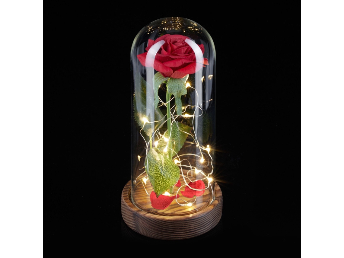 Rosa Eterna Com Cúpula De Vidro E Luzes Integradas