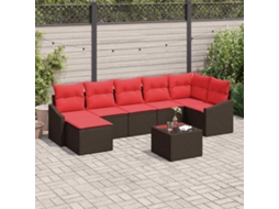 Vidaxl Conjunto De Sofás 8 Unid. Castanho Vime Pe
