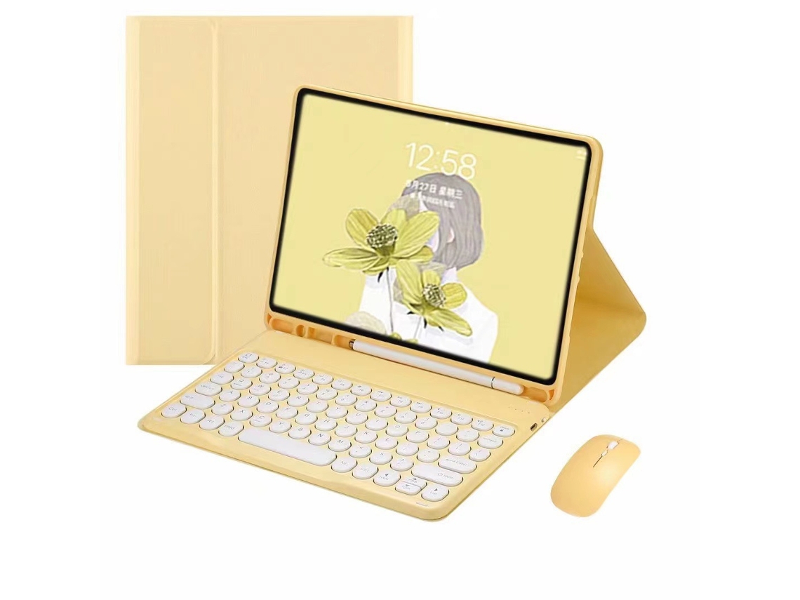 Capa Com Teclado Para Ipad Air4/5 Polegadas, Com Teclado E Mouse Bluetooth Magnético (amarelo) Cuich (10,9)