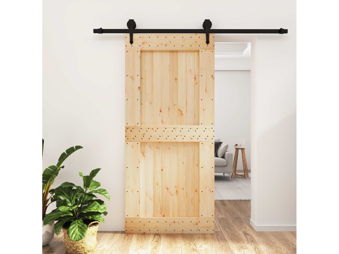Vidaxl Porta Deslizante Natural E Preto 95 X 210 Cm