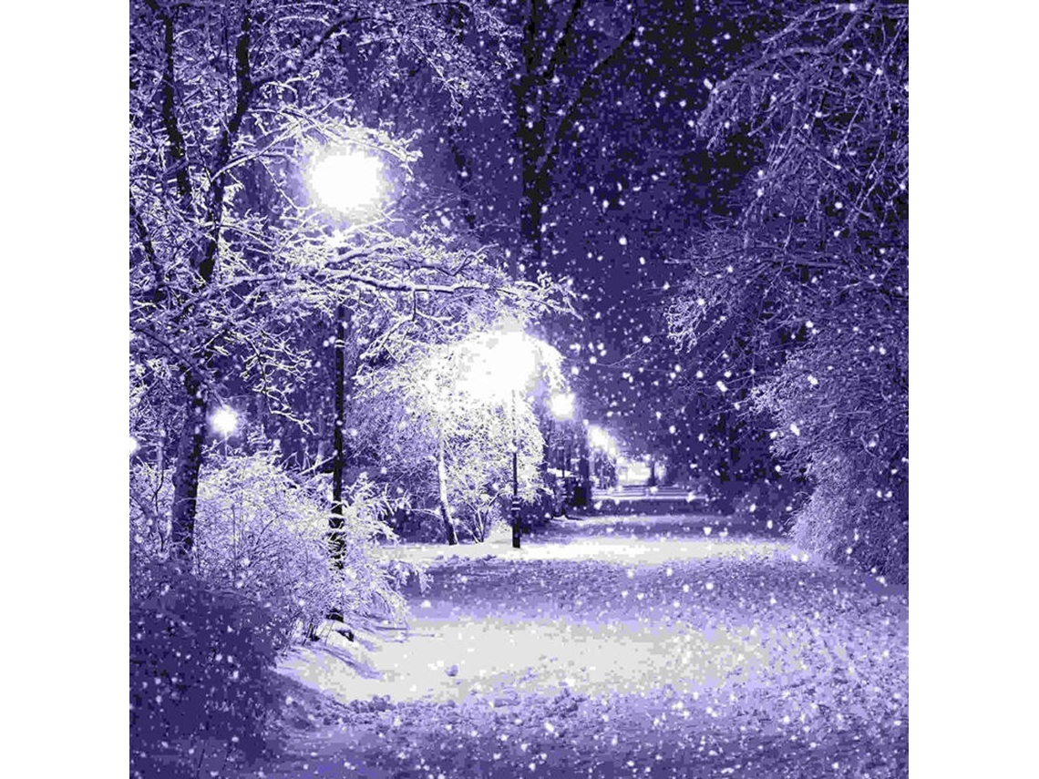 Kit de Pintura de Diamante Diy 5D Padrão de Cena de Neve de Inverno #3