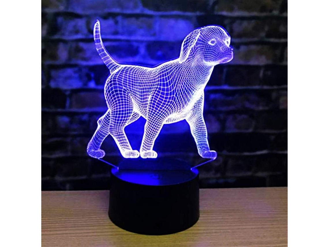 Lâmpada de Led 3D para Cães com Mudança de Cores Interruptor de Mesa Decoração de Mesa Perfeita Luminária de Mesa Pequena Presente Criativo