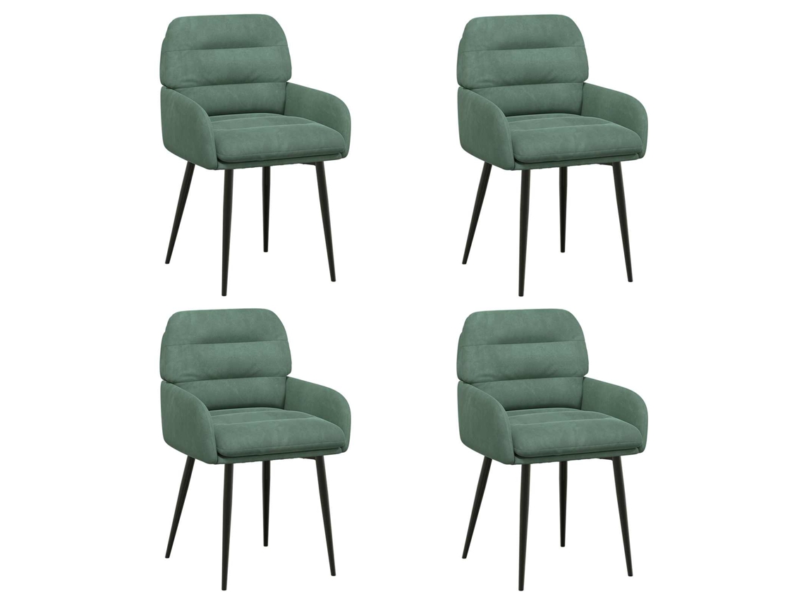 Conjunto 4 Cadeira De Jantar Vidaxl Verde Veludo (59 X 59,5 X 90 Cm)