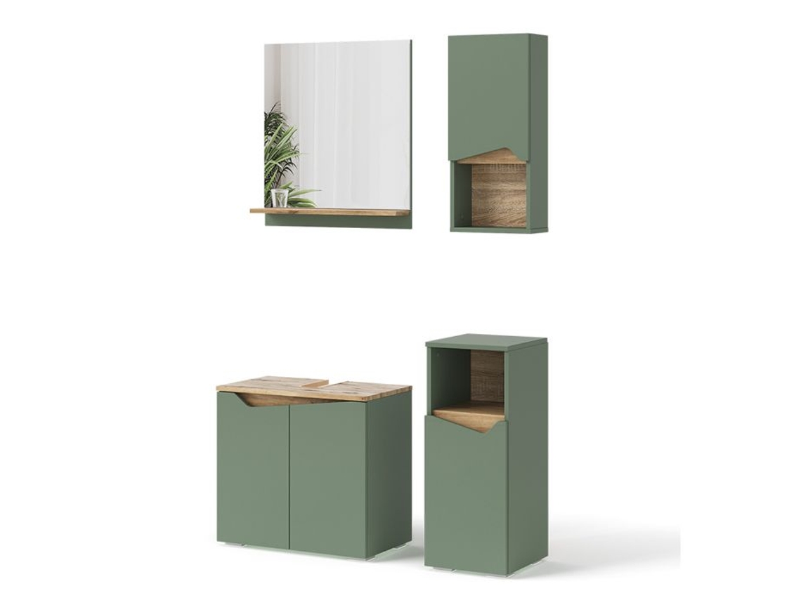 Móveis De Banheiro Marelle, 4 Peças, Verde/artisanal, Vicco