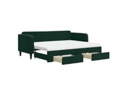 Sofá cama com Gavetão e Gavetas 80x200cm Veludo Verde escuro MAISON EXCLUSIVE