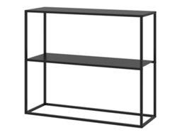 Mesa Consola Estilo Industrial De Entrada Com Prateleira Estrutura De Aço E Desenho Anti-tombo 90x30x75 Cm Preto