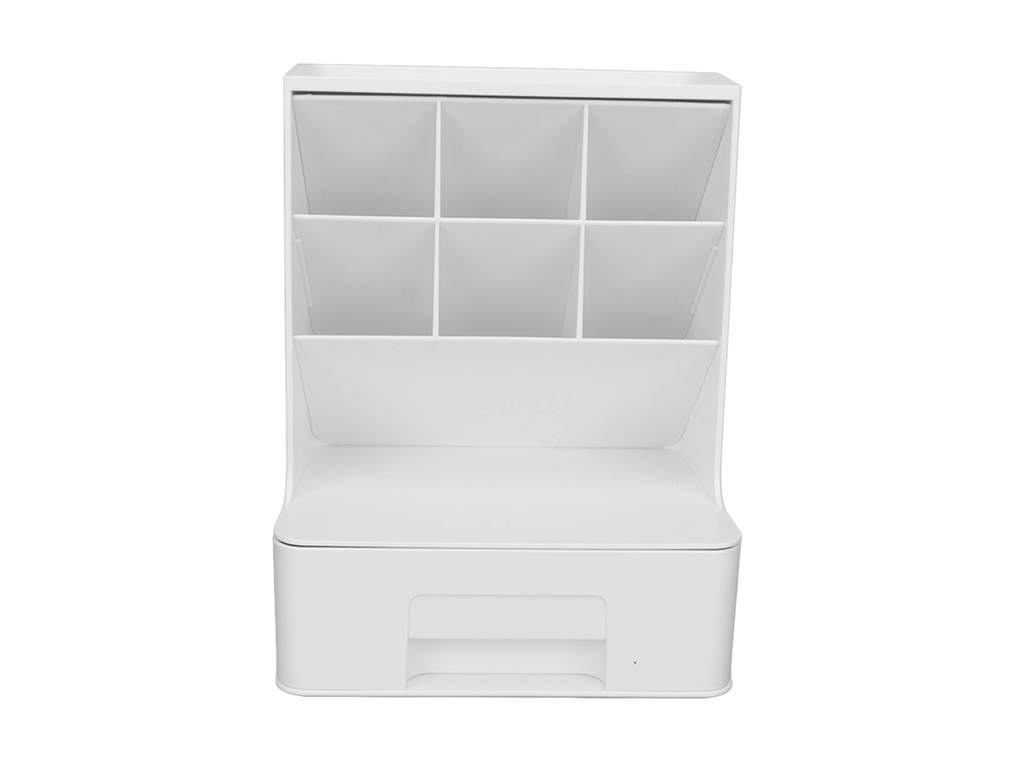 Caixa de Armazenamento com Gaveta Design Obliquo Organizador de Escritório Plástico Branco