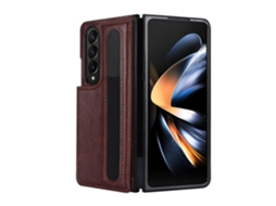 Capa Para Samsung Galaxy Z Fold6, Em Couro Pu, Com Porta-cartões. Marrom Czhhmart