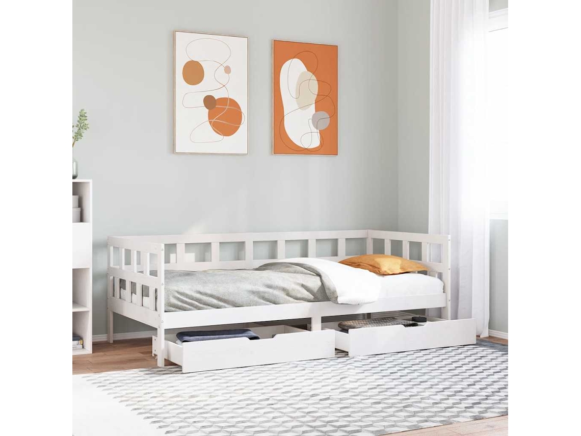 Vidaxl Sofá-cama Com Gavetas 80x200 Cm Madeira De Pinho Maciça