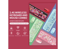 Mofii Honey Plus 2.4g Wireless Combo Teclado E Mouse Com 104 Teclas, Caps De Teclas Em Hexágono De Cores Mistas Para Garota Rosa