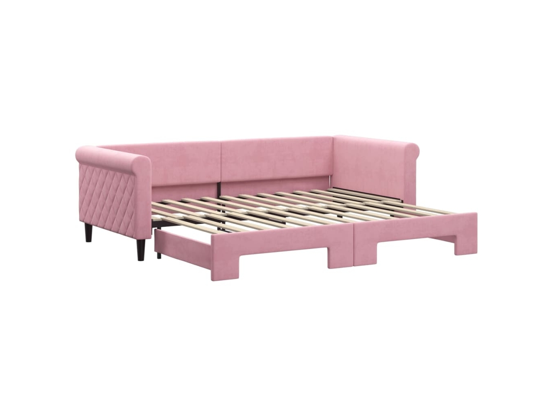 Sofá-cama com gavetão VIDAXL Cor-de-rosa Veludo (90x200 cm)