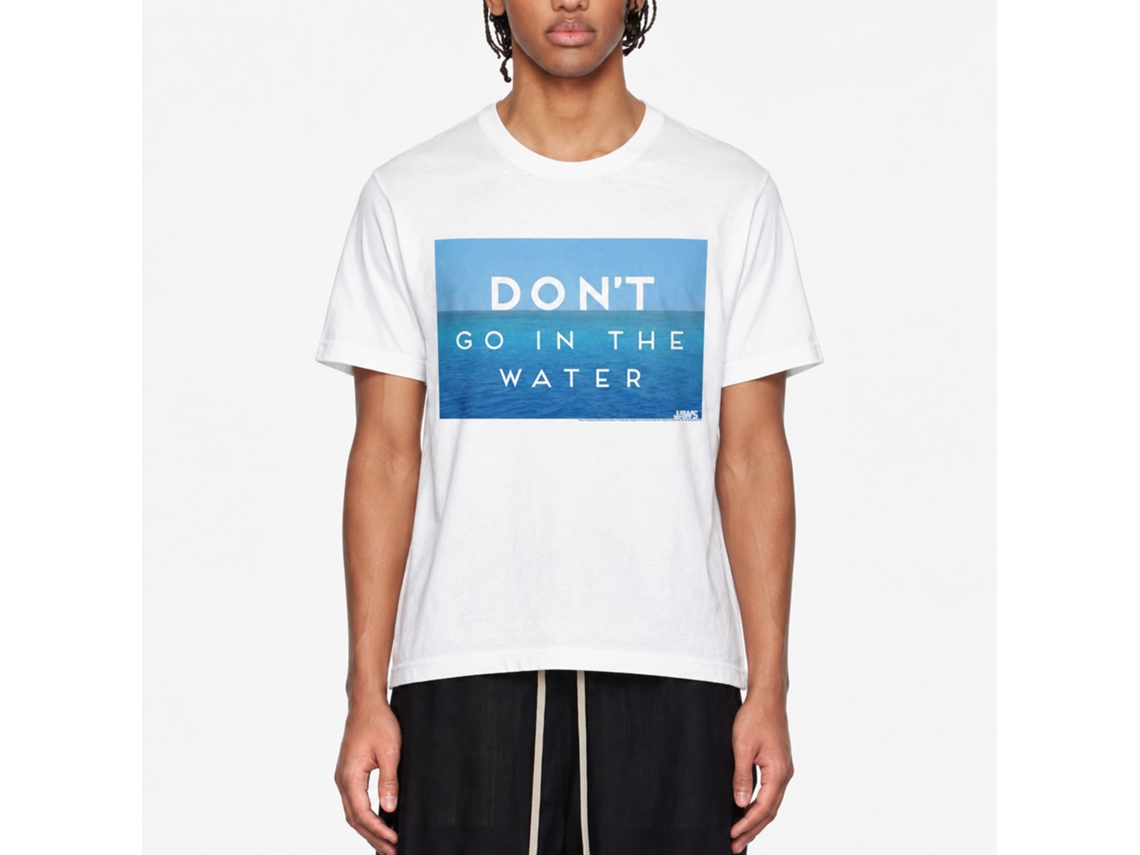 Rockinstone Jaws Movie Don't Go In The Water White Adult T-shirt Size:s