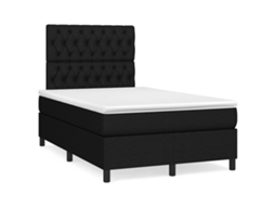 Vidaxl Cama Box Spring C/ Colchão E Led 120x190 Cm Tecido Preto