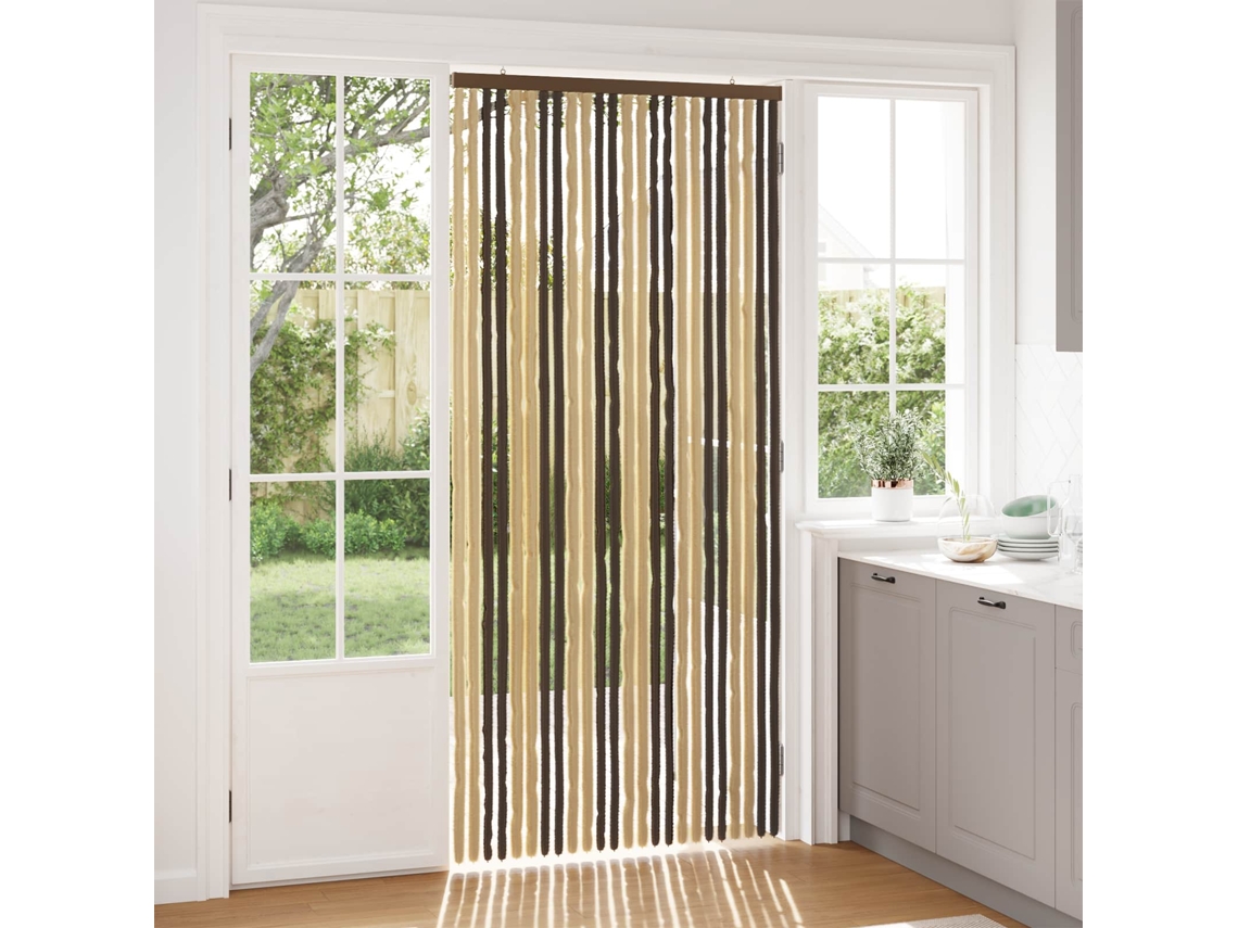 Vidaxl Cortina De Insetos Chenille Marrom Escuro E Bege 100 X 220 Cm