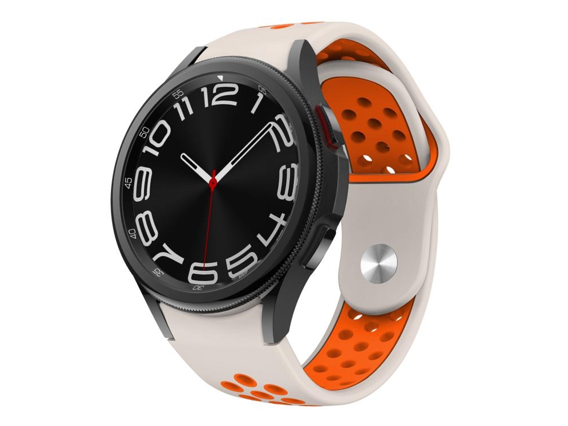 Bracelete Para Samsung Galaxy Watch Fe/7/6/5/4 - Silicone Com Fivela Reversa Bicolor - Laranja Claro