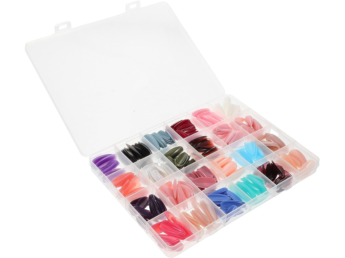 Kit Compacto De Unhas Postiças Em Abs Fosco, Fácil De Usar, 24 Peças Resistentes.
