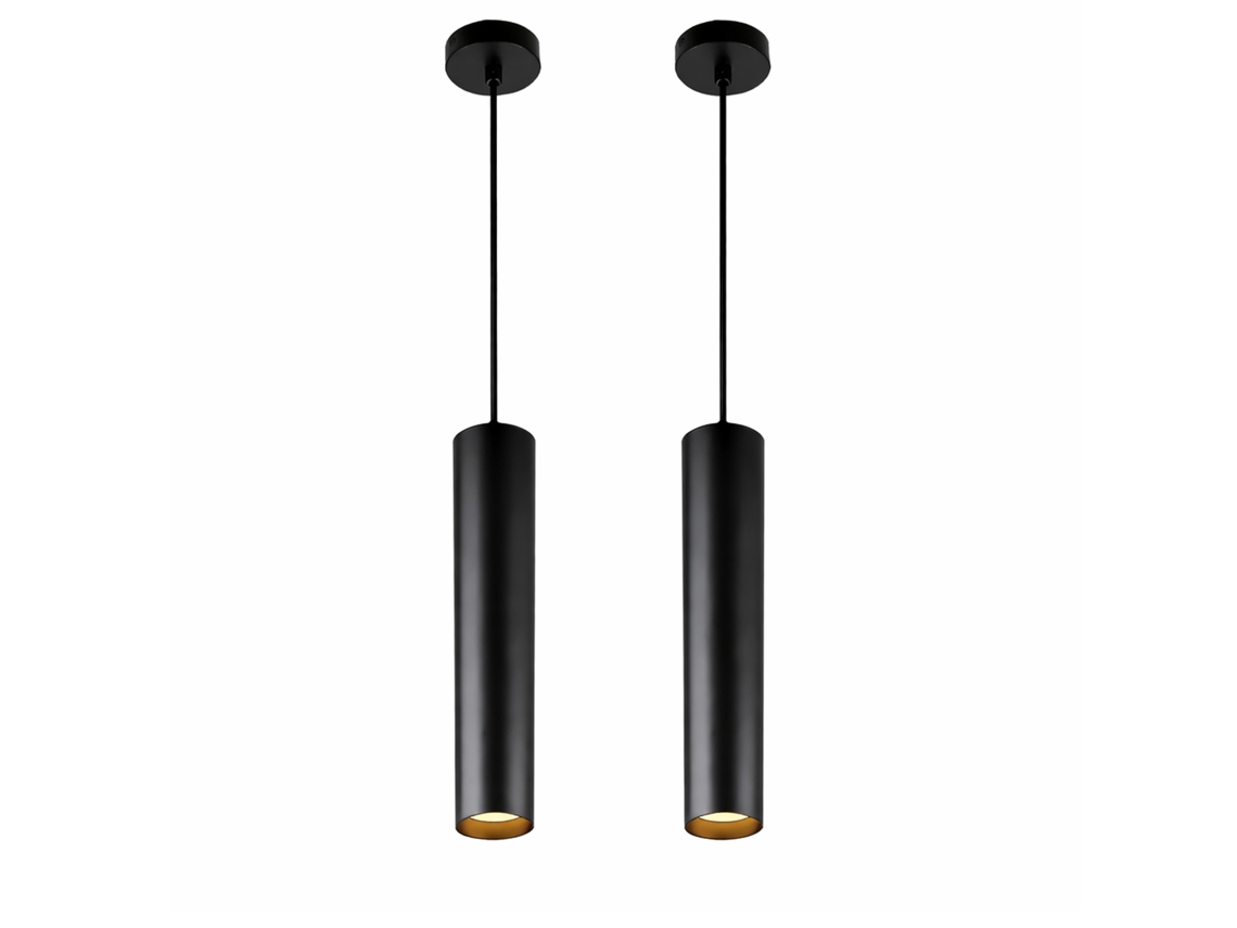 Conjunto De 2 Candeeiros Suspensos Tubulares Em Alumínio Minimalista 30 Cm, Gu10 E Altura Ajustável
