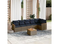 Conjunto de Sofá de Jardim de 5 Peças com Almofadas em Rattan Sintético Preto VIDAXL