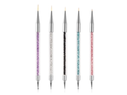1 Conjunto De Pincéis Para Unhas Com 5 Canetas De Perfuração E 2 Pontas De Silicone*