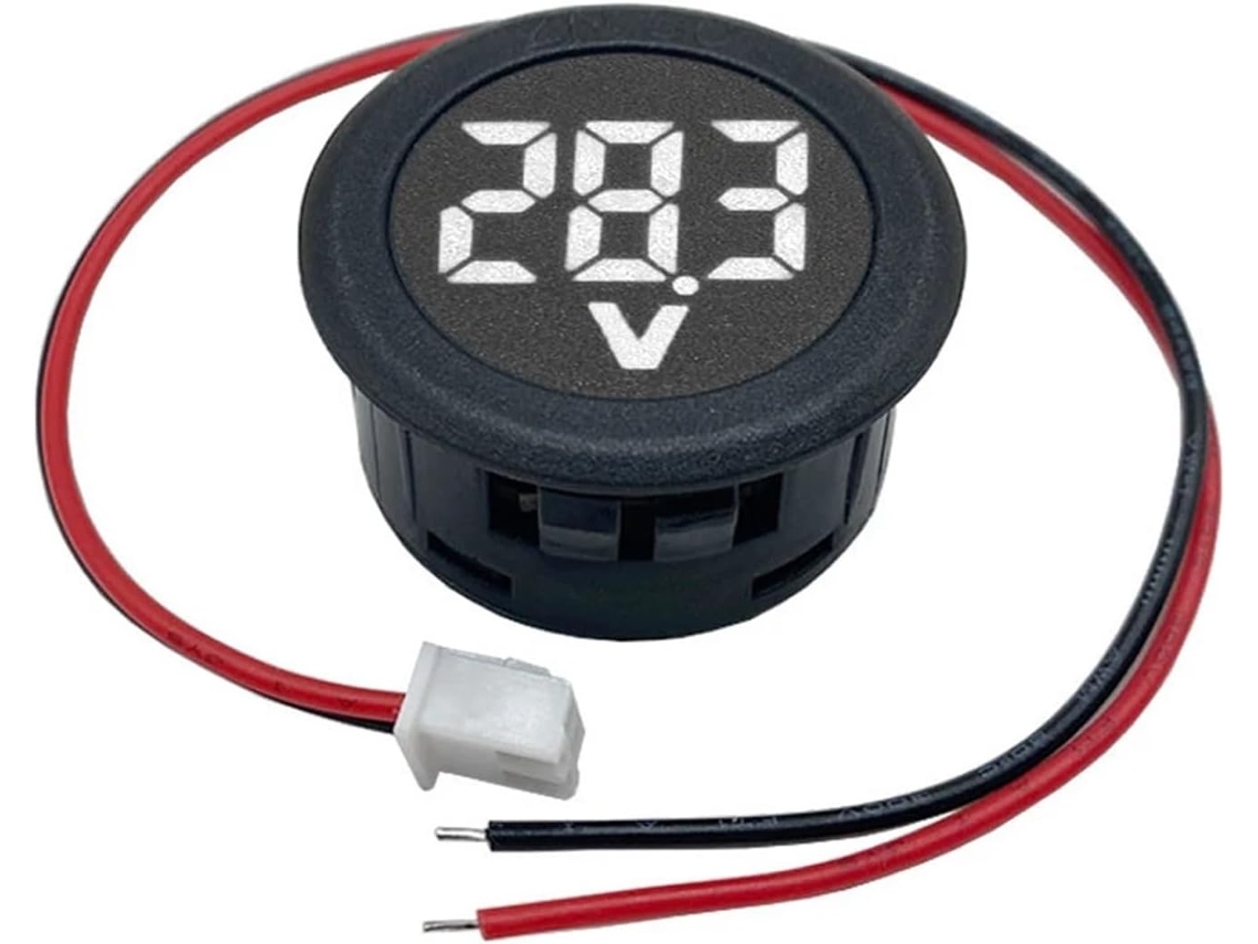 Voltímetro Redondo De Dois Fios Com Display Digital Led, Medidor