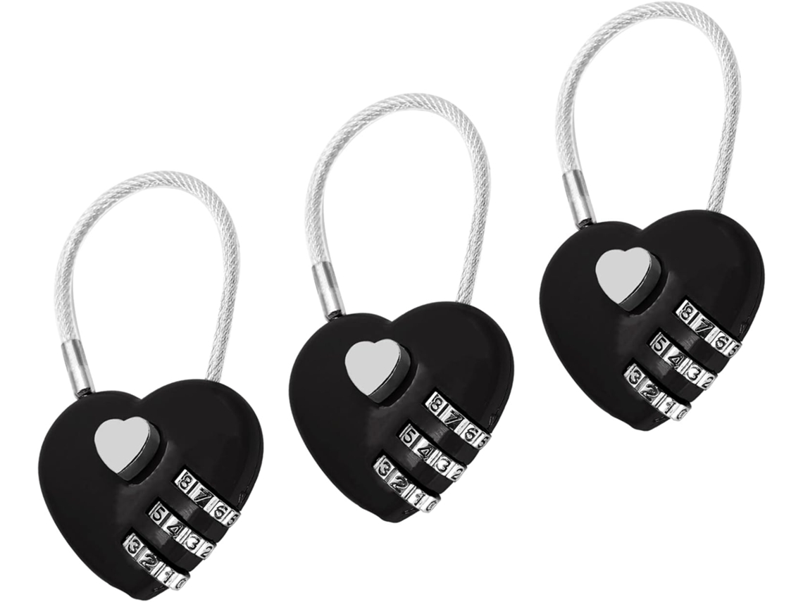 Conjunto De 3 Mini Cadeados Com Código Combinação Dígitos Em Formato