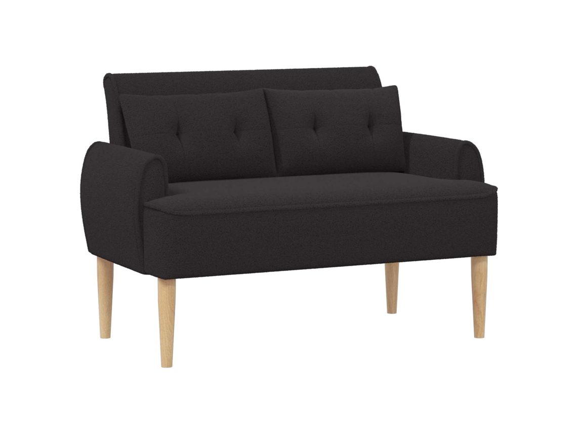 Vidaxl Sofá De Dois Lugares Com Botão Acolchoado Preto Bouclé