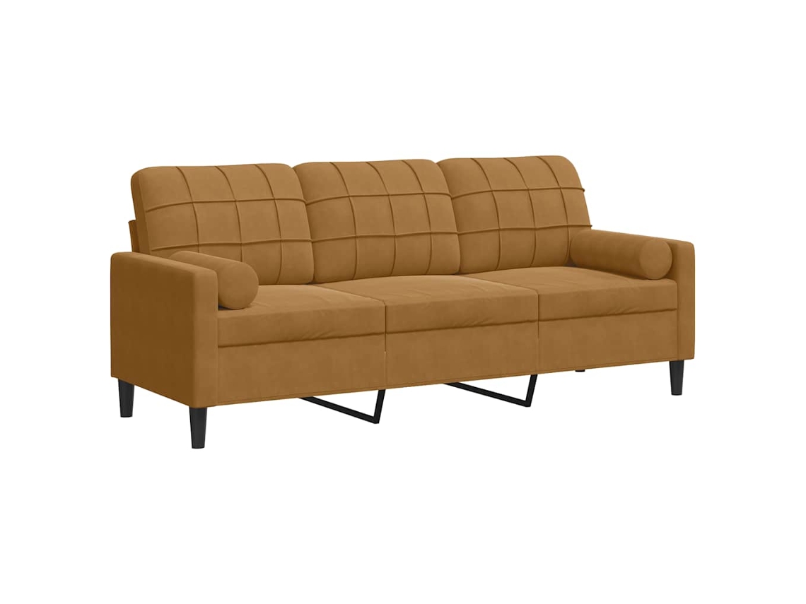 Maison Exclusive - Sofá 3 Lugares C/ Almofadas Decorativas 180 Cm Veludo Castanho