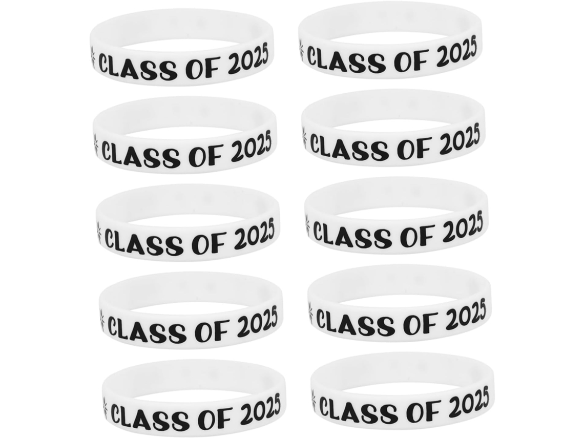 Conjunto de 10 pulseiras elásticas para formatura, ideais para festas de formatura.