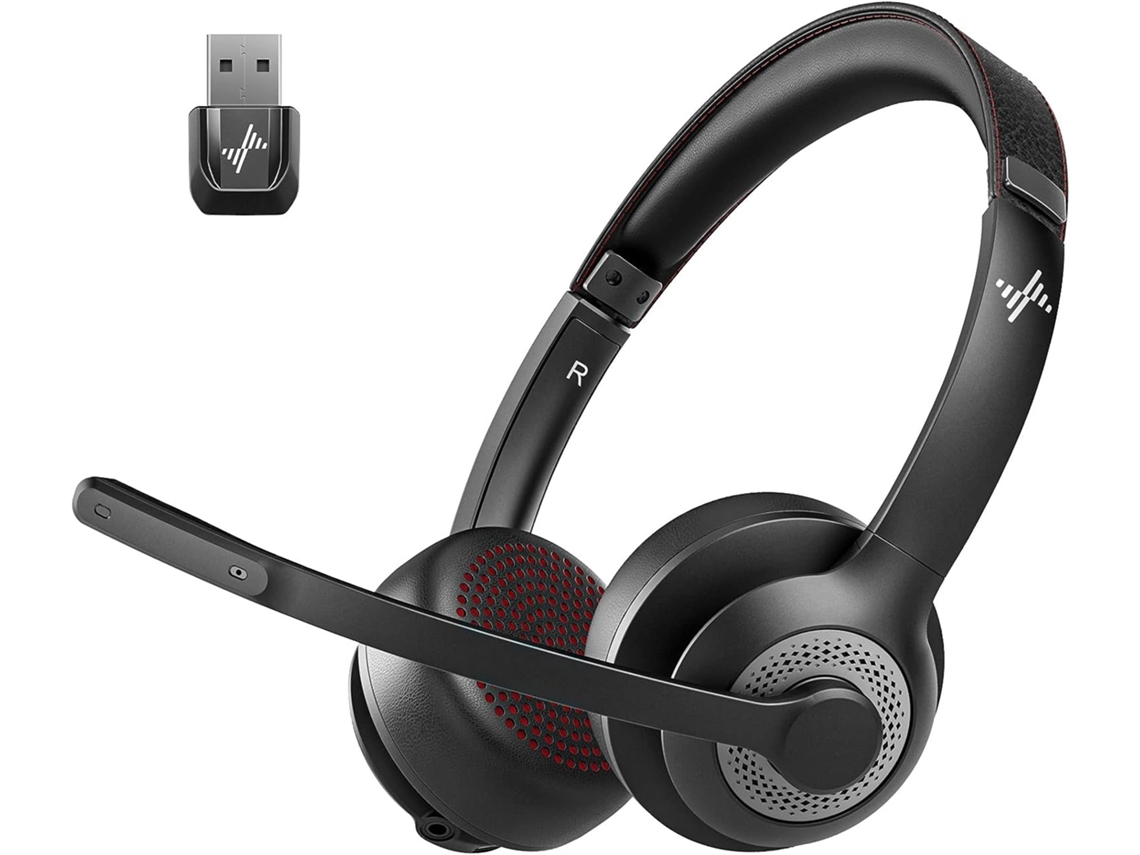 Fones de Ouvido Sem Fio Bluetooth Headset Ai Microfone com Cancelamento de Ruído com Adaptador Usb e Função Mudo IKIKSO