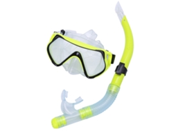 Máscara de Mergulho Amarela com Snorkel e Óculos de Natação Subaquática AQUAFORGE