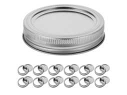 12 Tapões e Anéis de Vidro Largos para Embalar em Latas, Selagem Hermética e Reutilizáveis, Material de Ferro Durável 8,9x8,9cm Plata