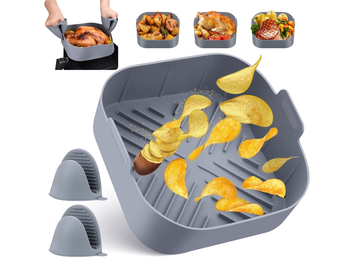 Forro De Silicone Reutilizável Para Fritadeira A Ar Com Luvas De Forno, Resistente Ao Calor E Fácil De Limpar