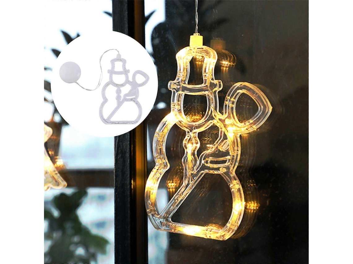 Decoração De Janela De Natal Com Luzes Led E Ventosa