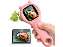 Microscópio Infantil 500x Com Ecrã Ips 2", Conexão Pc E Luzes Led - Rosa - Eifson