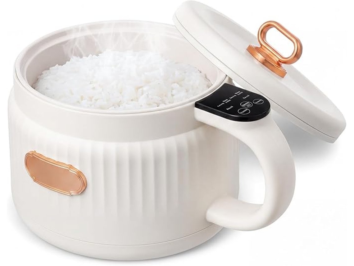 Panela Elétrica para Ramen, Proteção Contra Queimaduras a Seco, Revestimento Cerâmico Antiaderente, 1,6l Branca SIURN