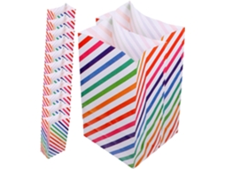 Sacolas De Papel Com Estampa De Listras Do Arco Íris Para Doces E Salgadinhos De Aniversário. Gokoco