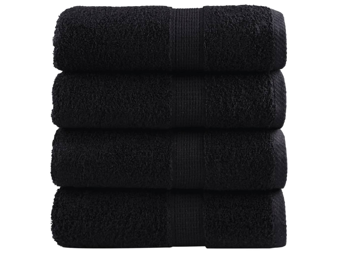 Vidaxl Toalhas De Rosto Premium Solund 4 Peças Pretas 30x30 Cm 600 G/m²