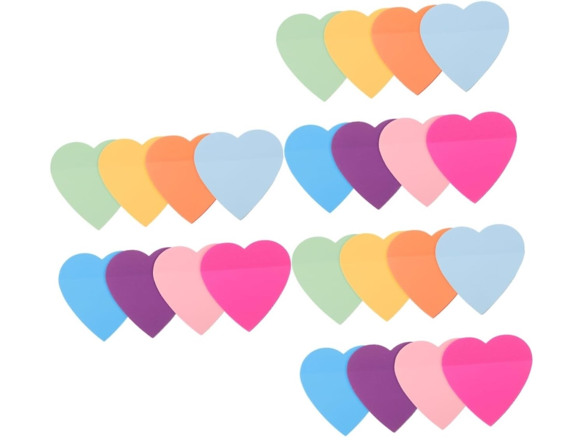 Conjunto de 3 blocos de notas com 8 folhas cada, em cores sortidas: transparente, translúcido, rosa e tons pastel.