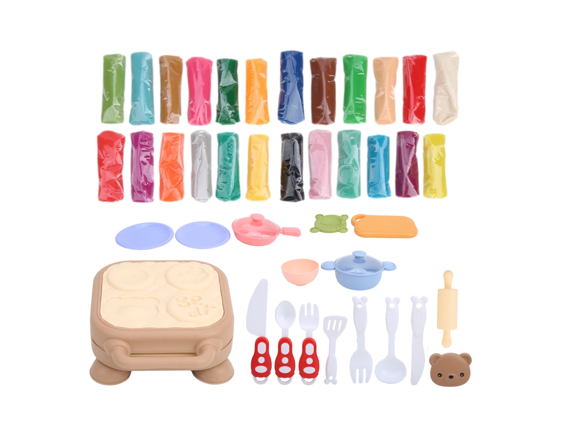 Primerox brinquedo de Massinha Colorida Não Tóxica Conjunto de Cozinha Diy para Crianças com Urso e Máquina de Hambúrguer