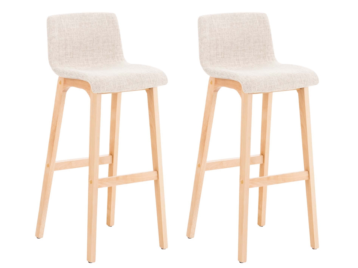 Conjunto de 2 bancos de bar Hover tecido Natura creme CLP