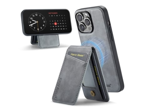 Suporte Casa Para Iphone 13 Pro Fierre Shann Pele Sintética Cinzento