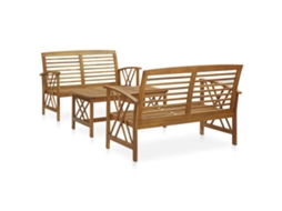Vidaxl 3 Pcs Conjunto Lounge De Jardim Madeira De Acácia Maciça