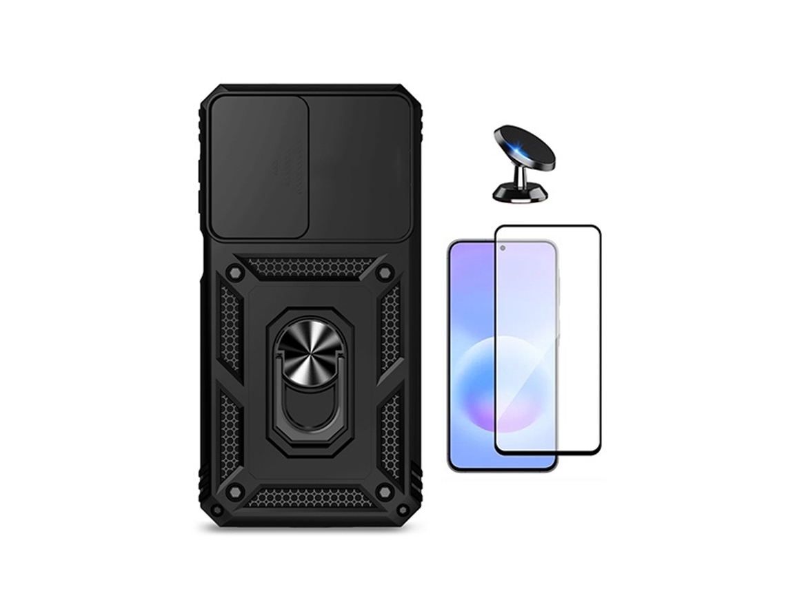 Kit Vidro Capa Magnetic Slide Window Suporte Magnético Phonecare Para Samsung Galaxy A27 - Preto
